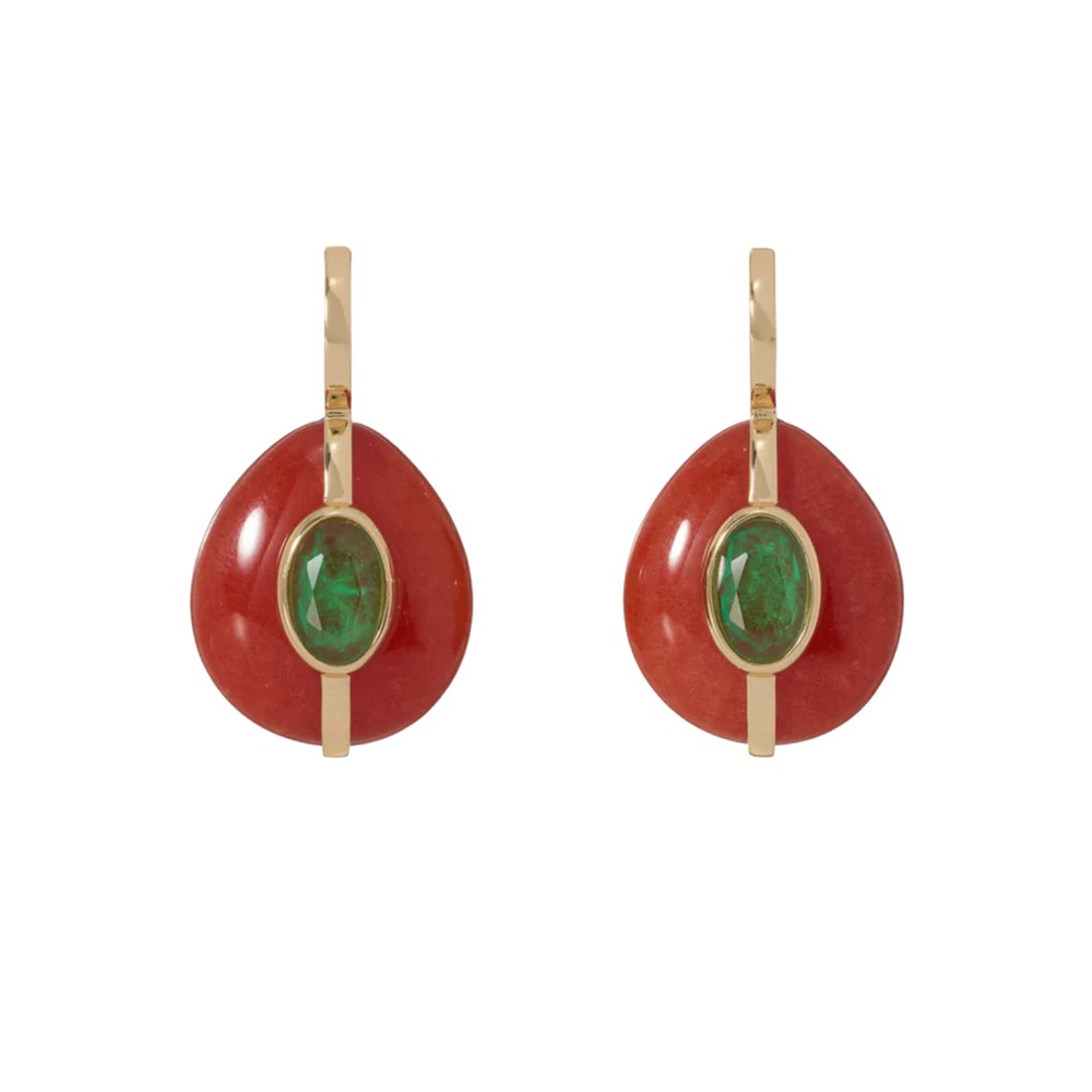 Image of The Stone Pebble Earrings - Red