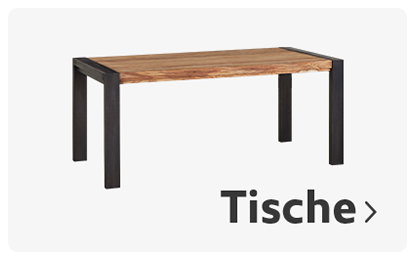 Ein moderner Esstisch mit massiver Holzplatte und schwarzen Metallbeinen, repräsentativ für die Kategorie 'Tische'