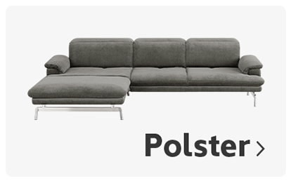Ein modernes graues Ecksofa mit Metallfüßen, stellvertretend für die Kategorie 'Polster'.