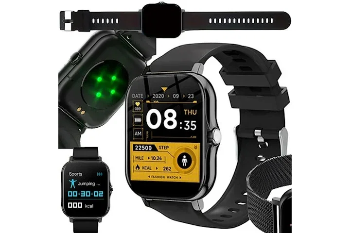 FitPro Bluetooth Smartklokke med 2 stk Armbånd - Puls, Blodtrykk, Søvn og Bevegelse Svart