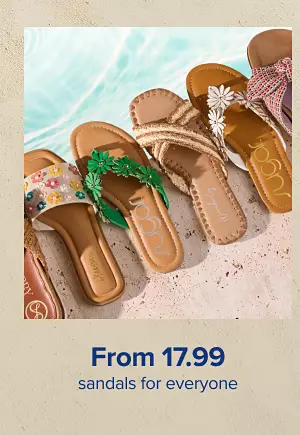 From 19.99 sandals for everyone. Shop now. Various pairs of sandals.