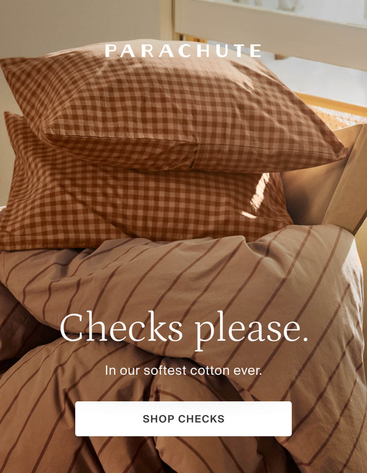 parachute, checks please, softest cotton ever, shop checks