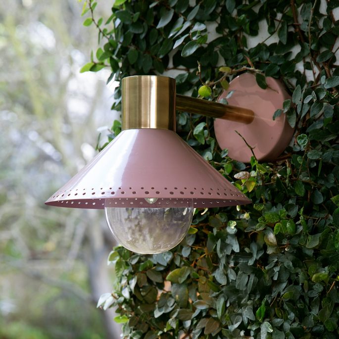 agnes exterior wall sconce in blush by the novogratz