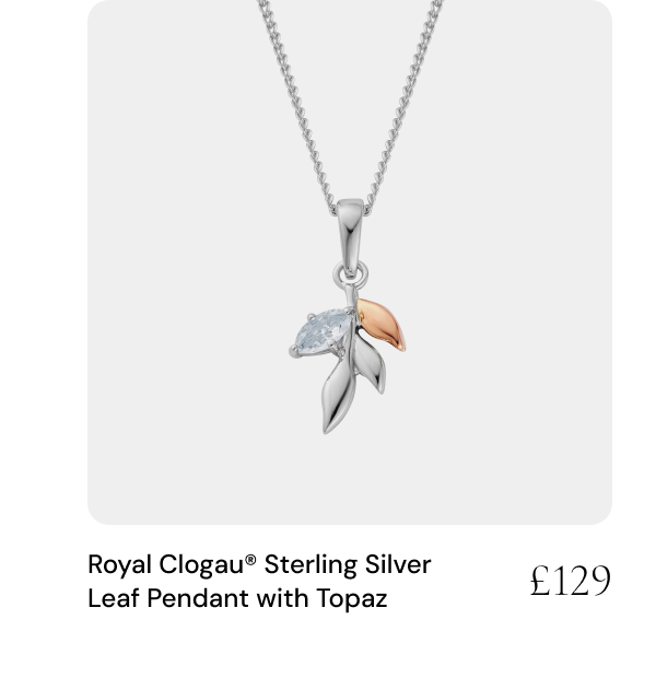 Royal Clogau® Sterling Silver Leaf Pendant with Topaz - £129