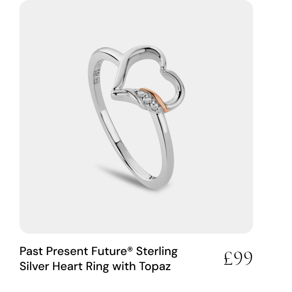 Past Present Future® Sterling Silver Heart Ring with Topaz - £99