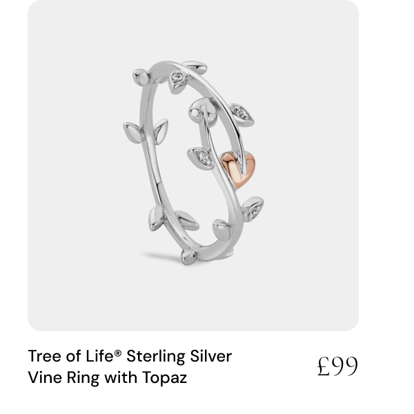 Tree of Life® Sterling Silver Vine Ring with Topaz - £99