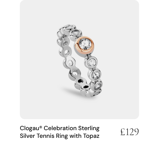 Clogau® Celebration Sterling Silver Tennis Ring with Topaz - £129
