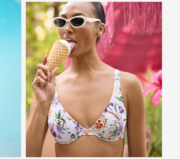 Underwire Swim Top Fawning Flora Purple