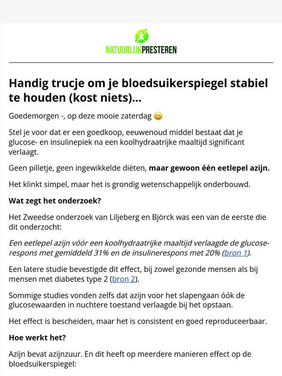 Zo houd je de bloedsuikerspiegel stabiel met één simpel trucje 🍃