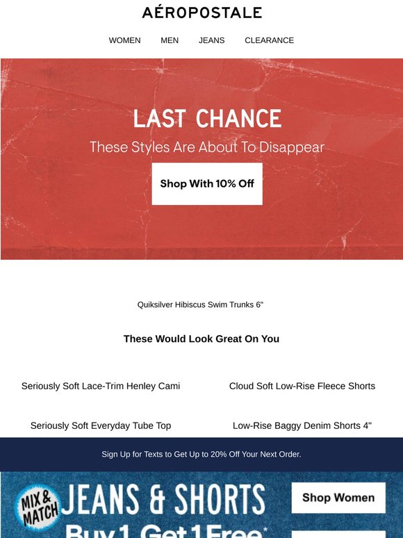 Last Chance! EXTRA 10% OFF Low Stock Items