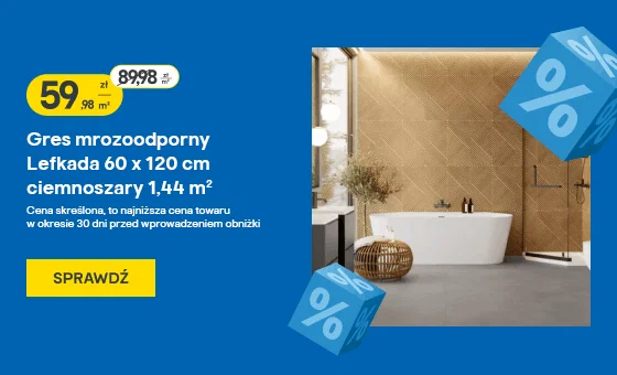 Gres mrozoodporny Lefkada 60 x 120 cm ciemnoszary 1,44 m2