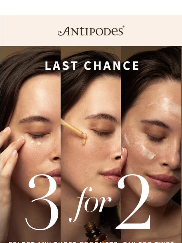 Ends Monday: 3 for 2 haircare and skincare