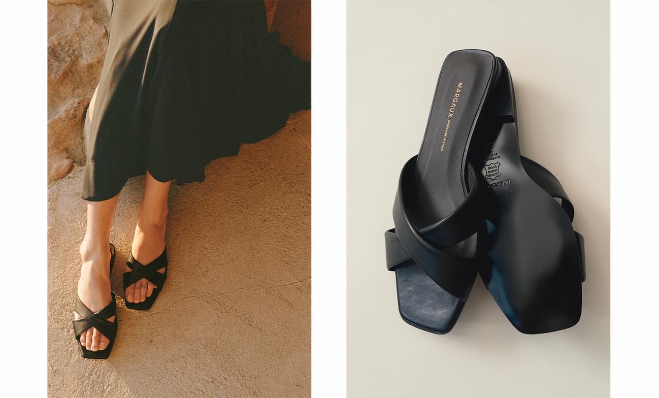 The Selene Sandal in Black Nappa
