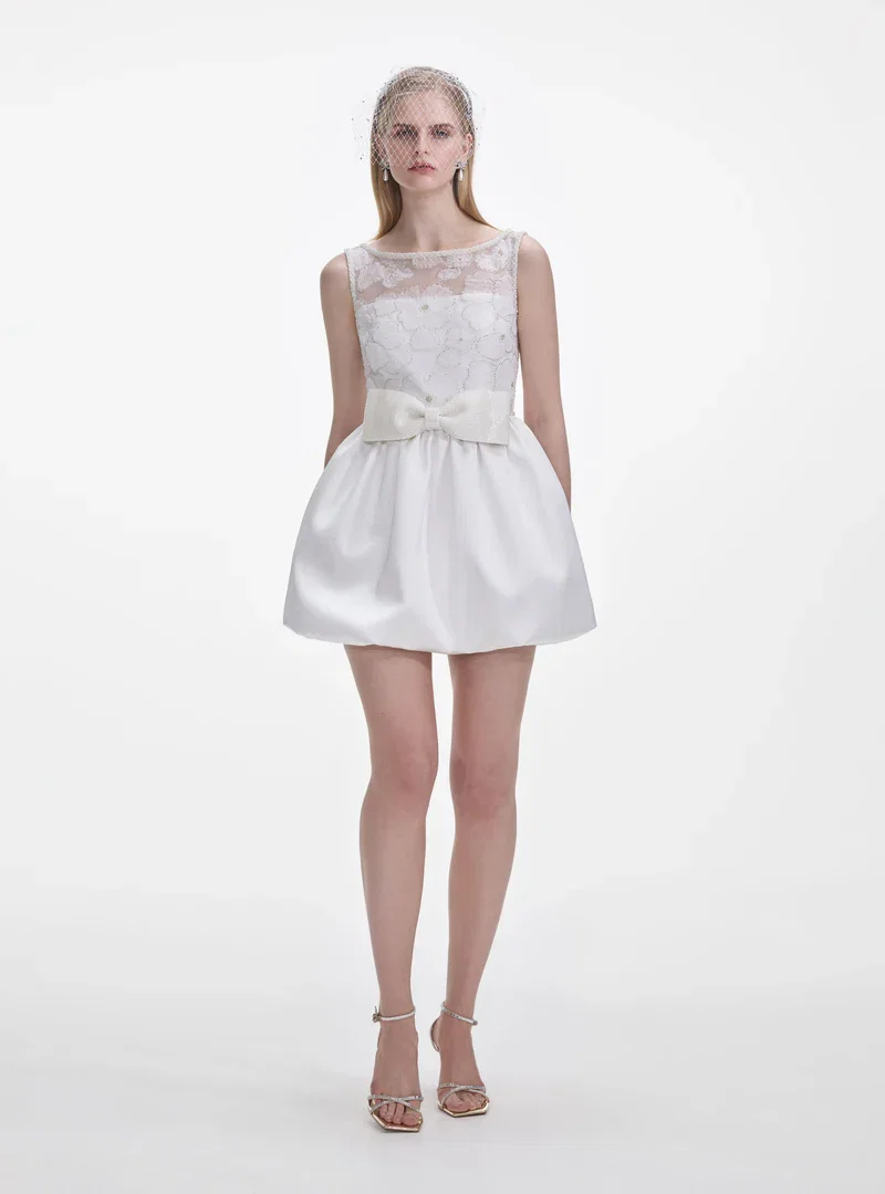 WHITE TULLE MINI DRESS