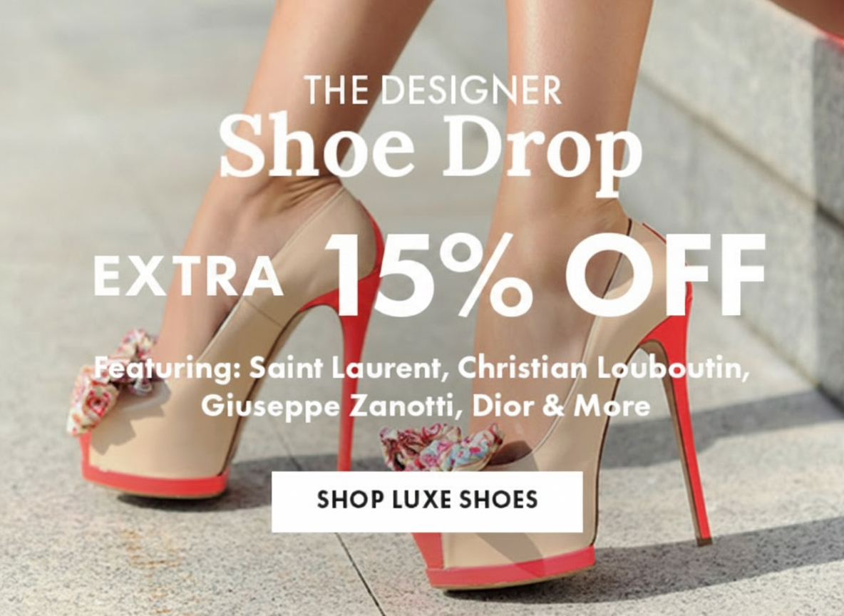 Designer shoe sale: Extra 15% off featuring top brands. Shop now!