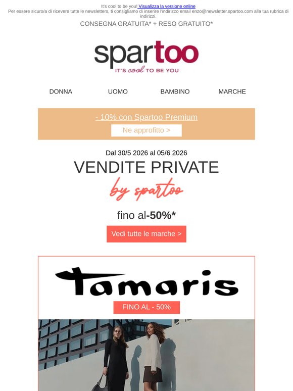 🚨 ESCLUSIVO, 7 giorni di PROMOZIONE! Fino al -50% su Art, Tamaris, Timberland, Armani Exchange e K-Way con spedizione gratuita