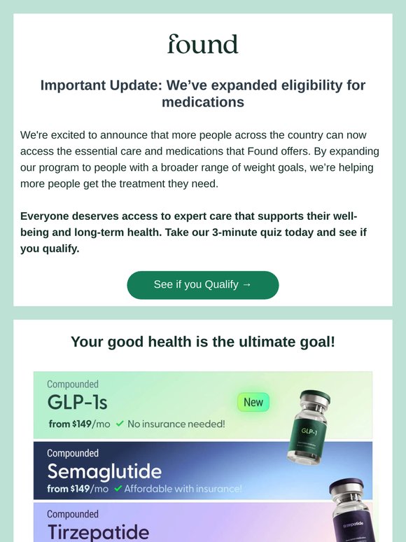 Important Update: We’ve expanded eligibility for medications