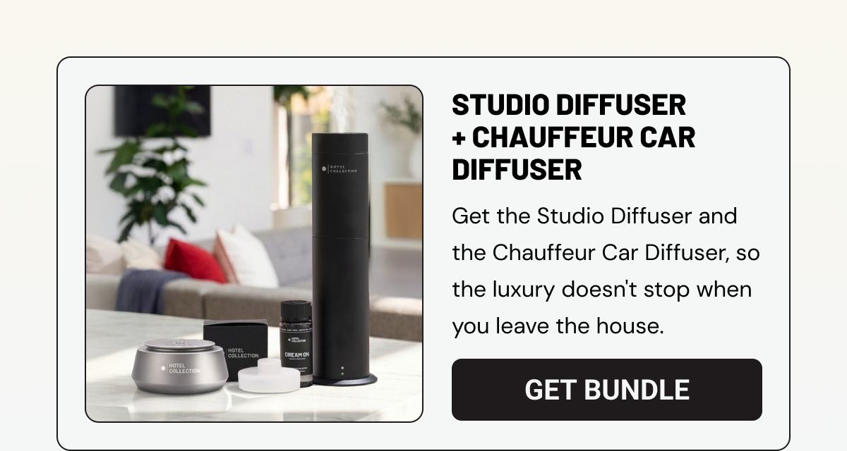 Studio and Chauffeur bundle. Get the Studio Diffuser and the Chauffeur Car Diffuser, so the luxury doesn't stop when you leave the house.