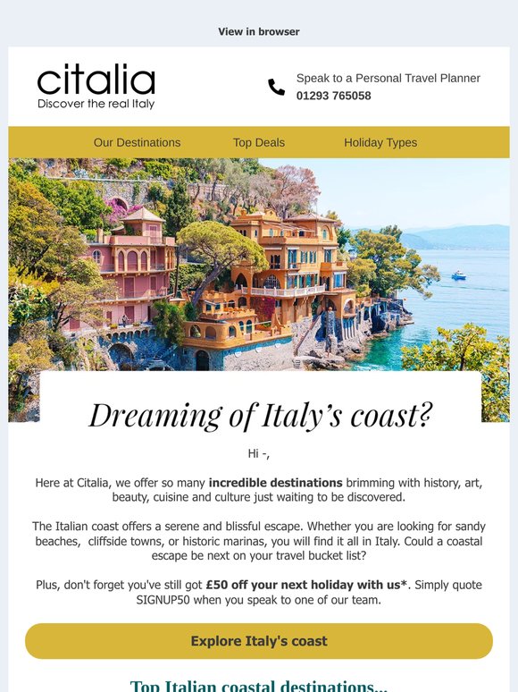 Hi —, make your Italy dreams a reality...