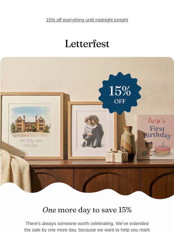 15% off, extended!