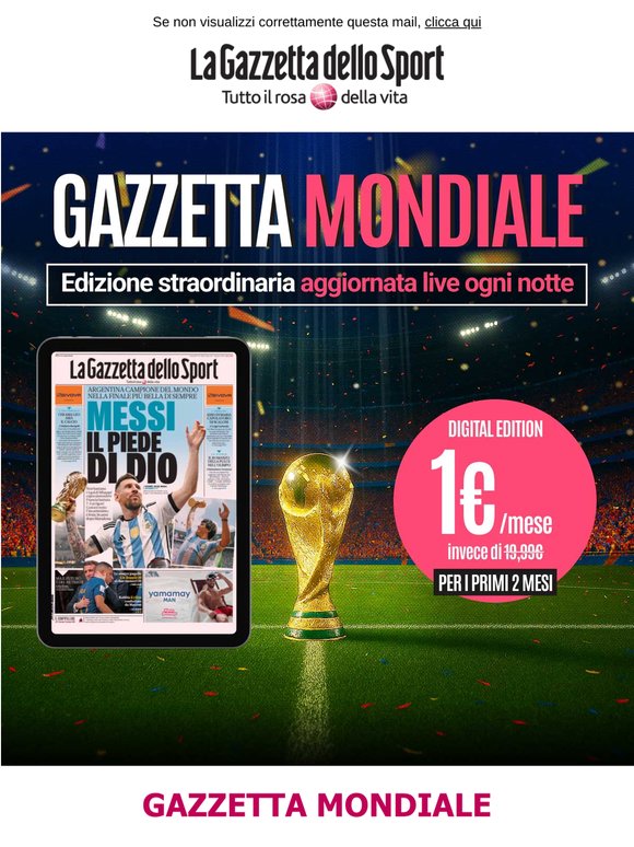 Vivi le emozioni del Mondiale con Gazzetta!