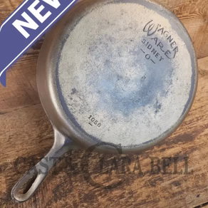 The Classic!  1924 Wagner Ware Sidney -O- #8 Skillet with smooth bottom & Stylized Logo, 1058 K. Nickel plated outside, black iron inside