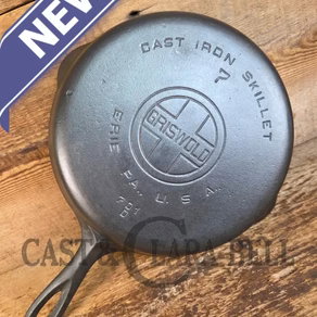 Griswold #7 Skillet with Large Block Logo and Smooth Bottom, 701 D later handle