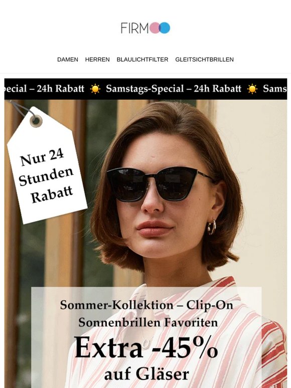 ☀️ Samstags-Special ☀️: 10 Clip-ons ＆ extra - 45% auf Gläser – nur 24h ⏰