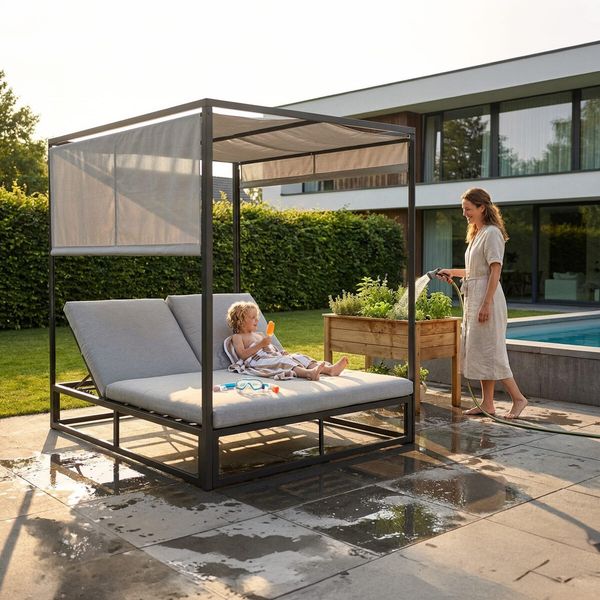 Bild OUTLIV. Anzio Daybed Aluminium/Polyester Dunkelgrau|Hellgrau