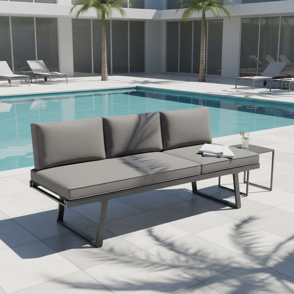 Bild OUTLIV. Lucca Diningsofa Aluminium/Olefin Dunkelgrau