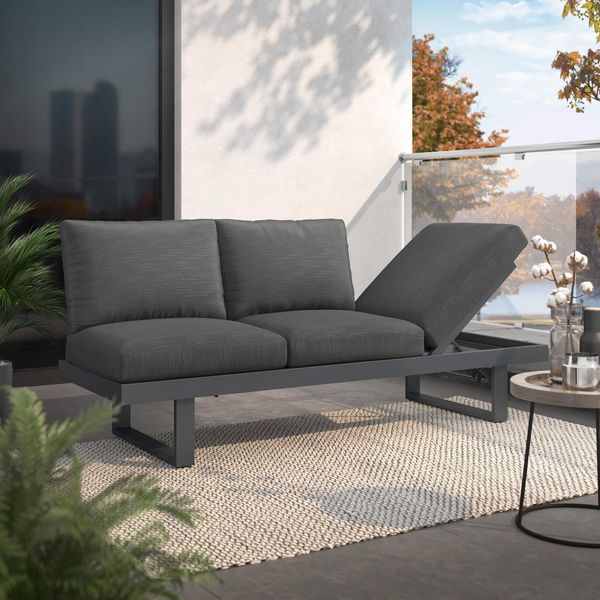 Bild OUTLIV. Atlanta Diningsofa verstellbar Aluminium/Olefin Dunkelgrau