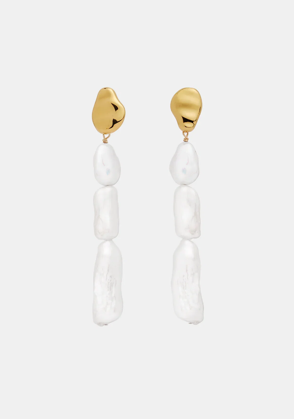 Image of Cielo Long Pearl Drop Earrings - Gold