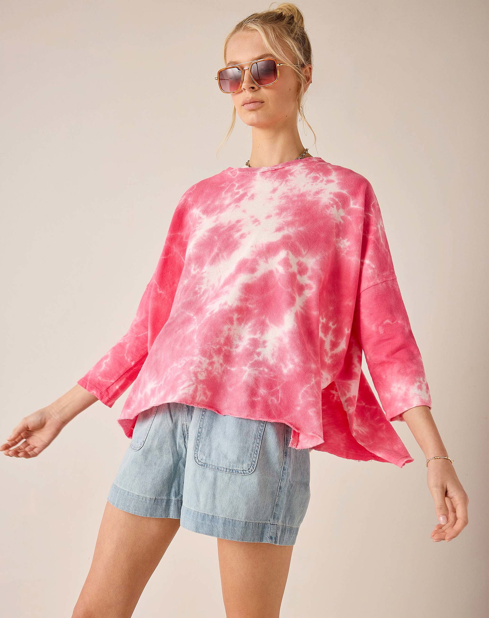 Catalina Tee in Raspberry Tie Dye