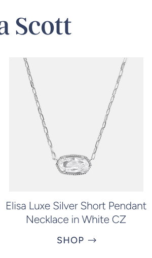 elisa luxe silver short pendant necklace in white cz