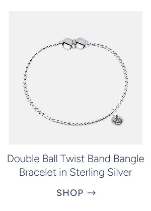 double ball twist band bangle bracelet in sterling silver