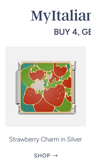 strawberry charm in silver