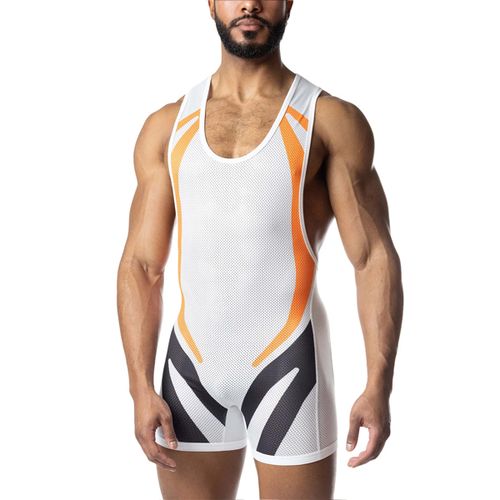 Nasty Pig Hyper Singlet - White/Vibrant Orange/Black
