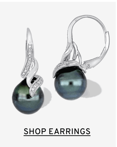 Black pearl drop earrings. Click to Shop Earrings