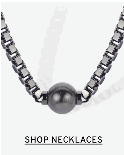 Men’s box chain necklace with black pearl. Click to Shop Necklaces