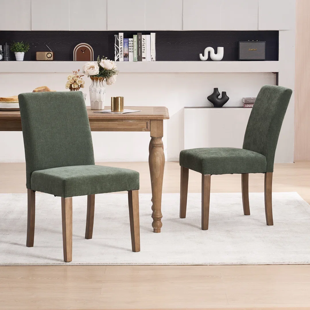Fabric Upholstered Dining Chairs High Back Parsons Kitchen Chairs With Solid Wood Feet