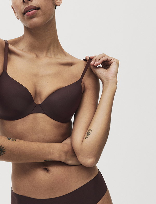 Woman wearing Body Invisibles™ Padded Wired Demi Cup Bra in Zircon