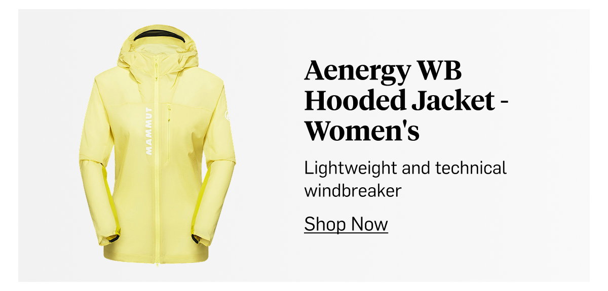 Mammut Aenergy WB Hooded Jacket Women's — lightweight and technical windbreaker. Shop Now!