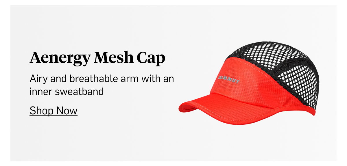 Mammut Aenergy Mesh Cap — airy and breathable with an inner sweatband. Shop Now!
