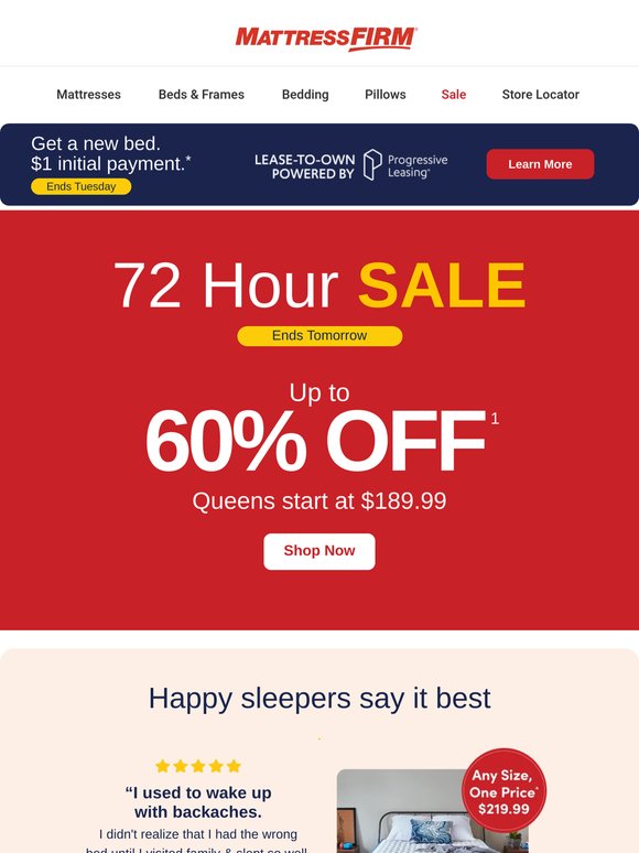 We’re offering up to 60% off select mattresses