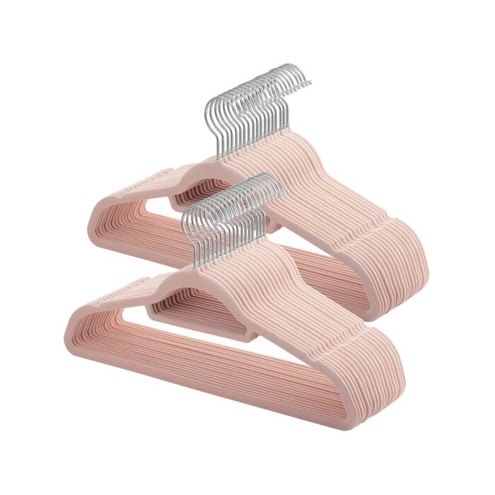 Songmics Kleiderbügel mit Samt, 50 Stück , rosa