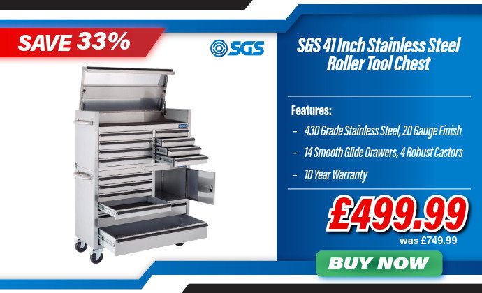 SGS 41in 14-Drawer Stainless Steel Professional Mobile Tool Cabinet