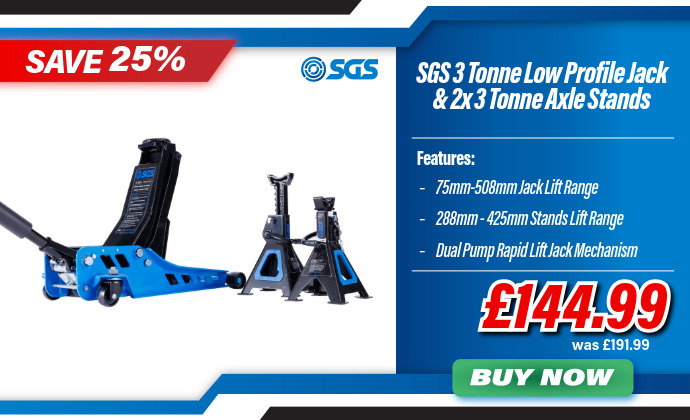 SGS 3 Tonne Low Profile Trolley Jack | 2x 3 Tonne Axle Stands