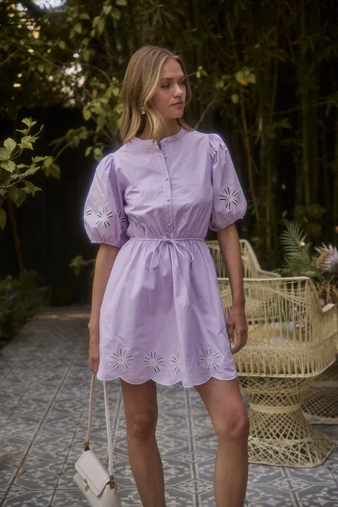 Image of Luniar Embroidered Drawstring Mini Dress