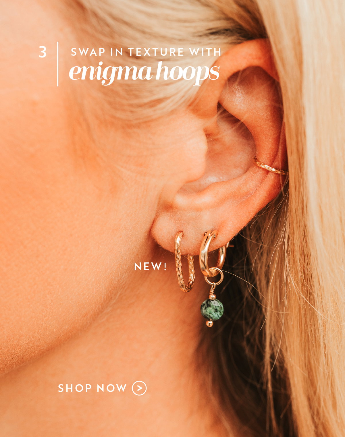 Shop our textured Enigma Hoops >