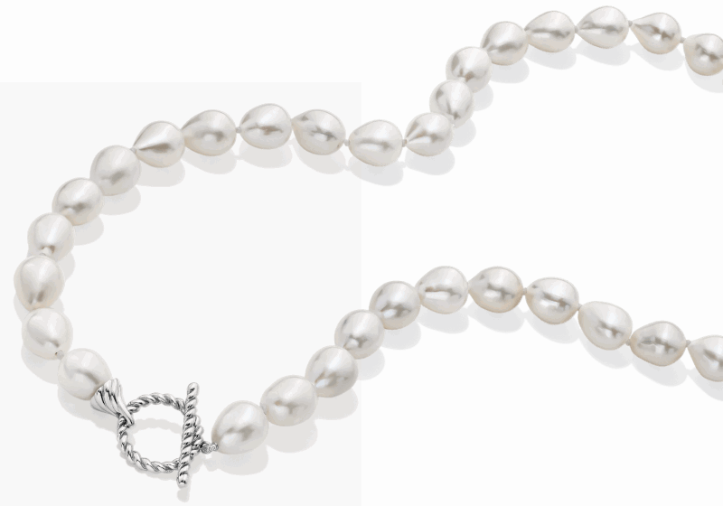 Freshwater pearl strand necklace with silver toggle clasp.